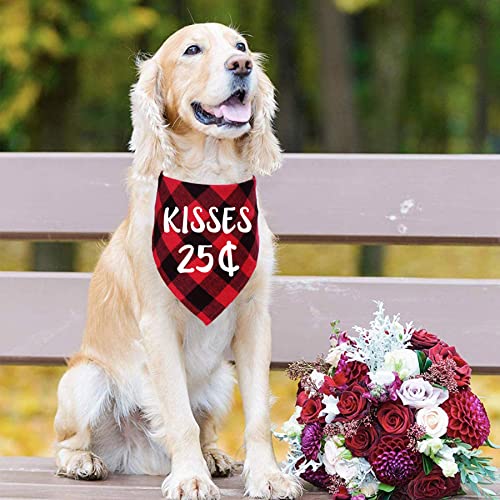 STMK 2 Pack Valentine's Day Dog Bandanas, Valentine's Day Plaid Dog Puppy Bandana for Dog Puppy Valentine's Day Wedding Holiday Party Decorations