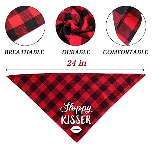 STMK 2 Pack Valentine's Day Dog Bandanas, Valentine's Day Plaid Dog Puppy Bandana for Dog Puppy Valentine's Day Wedding Holiday Party Decorations