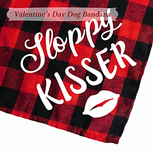 STMK 2 Pack Valentine's Day Dog Bandanas, Valentine's Day Plaid Dog Puppy Bandana for Dog Puppy Valentine's Day Wedding Holiday Party Decorations