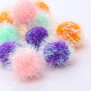 Osvela Cat Ball Toy Cat Toy Pom Pom Sparkle Fuzzy Balls 2 Inches Interactive Cat Toy Assorted Color 12 Pack