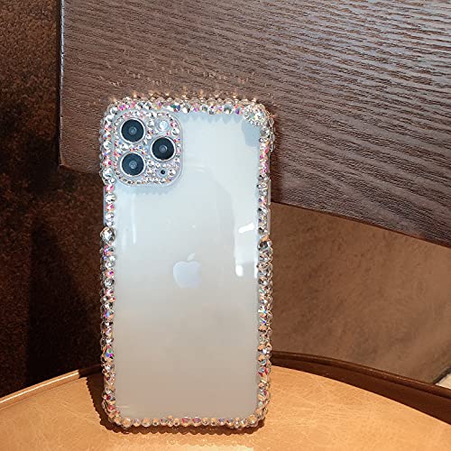 MOSEZA Compatible with iPhone 13 Pro Max Case Luxury Bling Rhinestone Glitter Phone Case for Women Girl 3D Diamond Silicone Clear Protective Case Cover