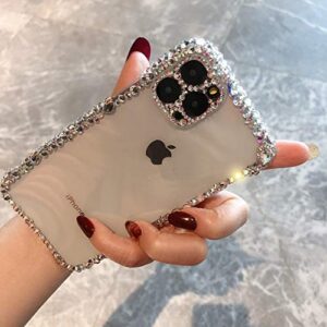 MOSEZA Compatible with iPhone 13 Pro Max Case Luxury Bling Rhinestone Glitter Phone Case for Women Girl 3D Diamond Silicone Clear Protective Case Cover