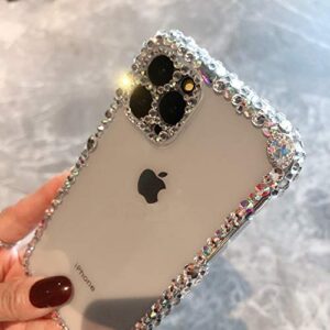 MOSEZA Compatible with iPhone 13 Pro Max Case Luxury Bling Rhinestone Glitter Phone Case for Women Girl 3D Diamond Silicone Clear Protective Case Cover