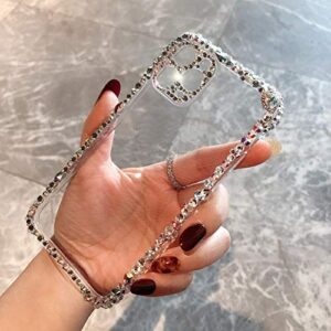 MOSEZA Compatible with iPhone 13 Pro Max Case Luxury Bling Rhinestone Glitter Phone Case for Women Girl 3D Diamond Silicone Clear Protective Case Cover