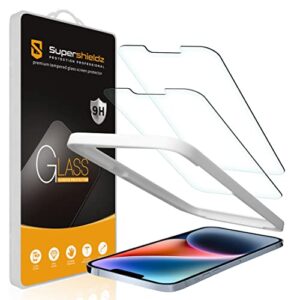 supershieldz (2 pack) designed for iphone 13 pro max/iphone 14 plus (6.7 inch) tempered glass screen protector with (easy installation tray) anti scratch, bubble free