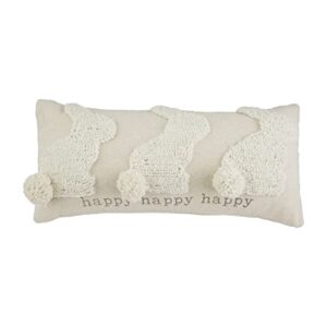 mud pie easter bunny hook pillow, 18" x 8", happy