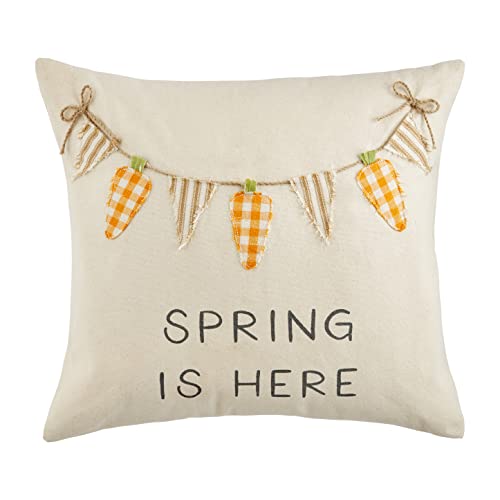 Mud Pie Easter Banner Applique Pillow, 18" x 18", Carrot