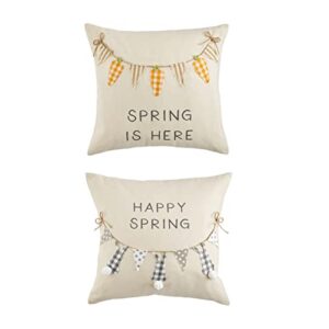 Mud Pie Easter Banner Applique Pillow, 18" x 18", Carrot