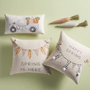 Mud Pie Easter Banner Applique Pillow, 18" x 18", Carrot