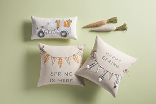 Mud Pie Easter Banner Applique Pillow, 18" x 18", Carrot