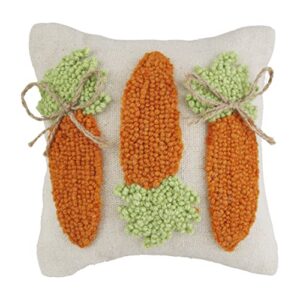 mud pie easter mini hook pillow, 8" x 8", carrots