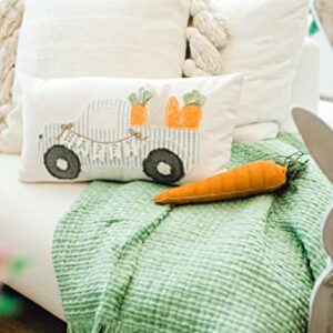 Mud Pie, Cream, Easter Truck Applique Pillow, 20" x 10"