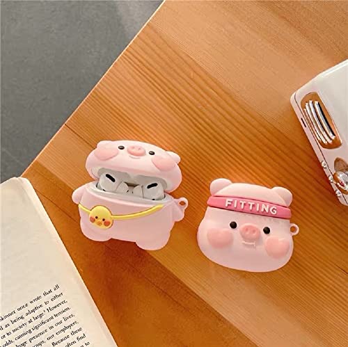 TIVSIYAEVV Compatible for AirPods Pro 2 Case Cover with Keychain, Cartoon Shockproof Protective Silicone 3D Cute Designed Charging Case for Girls Women Men, Pink Pig