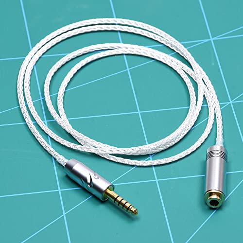 GAGACOCC 8 Cores Clear Silver Plated Cable 4.4mm Male to 4.4mm Female Balanced Audio Adapter Extension Cable Compatible for Sony NW-WM1Z 1A MDR-Z1R TA-ZH1ES PHA-2 (1Meter)