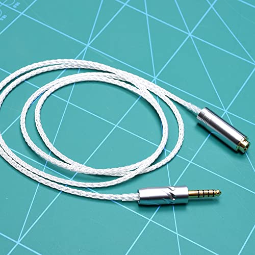 GAGACOCC 8 Cores Clear Silver Plated Cable 4.4mm Male to 4.4mm Female Balanced Audio Adapter Extension Cable Compatible for Sony NW-WM1Z 1A MDR-Z1R TA-ZH1ES PHA-2 (1Meter)