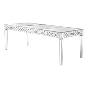 best master furniture sophie contemporary mirrored dining table, silver, long