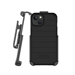 beltron case with belt clip for iphone 14, iphone 13, slim full protection hybrid case & rotating belt clip holster with built in kickstand, scratch resistant/shock absorption (not for pro) - black