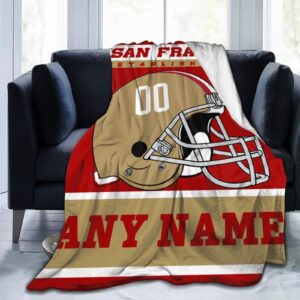 cybepnk custom football throw blanket personalized decorative print couch bed tapestry for memorial football team gift select any name & any number s.f.4, 50''x40''60''x50''80''x60'' (10388)