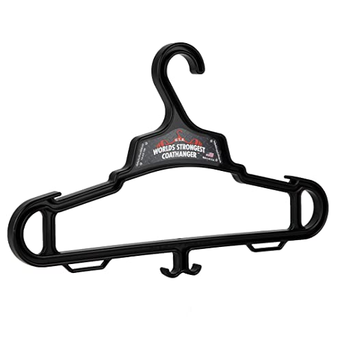 Worlds Strongest Coat Hanger | USA Made | 140 lb Load Capacity | Multipurpose Gear Hanger | Black (40)