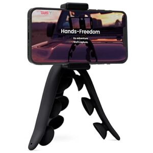 tenikle® 360° - flexible tripod for camera gopro, as seen on shark tank, bendable suction cup camera & phone mount, holder, compatible w/iphone & android ( black)