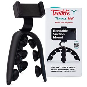 Tenikle® 360° - Flexible Tripod for Camera GoPro, As Seen on Shark Tank, Bendable Suction Cup Camera & Phone Mount, Holder, Compatible w/iPhone & Android ( Black)