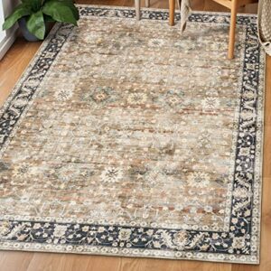 ReaLife Machine Washable Rug - Stain Resistant, Non-Shed - Eco-Friendly, Non-Slip, Family & Pet Friendly - Made from Premium Recycled Fibers - Distressed Boho Border - Beige Tan Brown - 2'6" x 6'