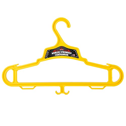 Worlds Strongest Coat Hanger | USA Made | 140 lb Load Capacity | Multipurpose Gear Hanger | Yellow (40)