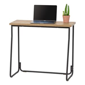 iris usa modern computer office desk table with matte black steel frame, wood