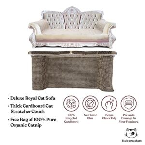 Royal Cat Couch - Thick Cardboard Cat Scratcher Couch, Fancy Cat Bed with Cat Scratch Pad, Cat Scratcher Sofa, Cat Scratchers for Indoor Cats, Cat Scratching Board, Cat Sofa, Cat Lounge