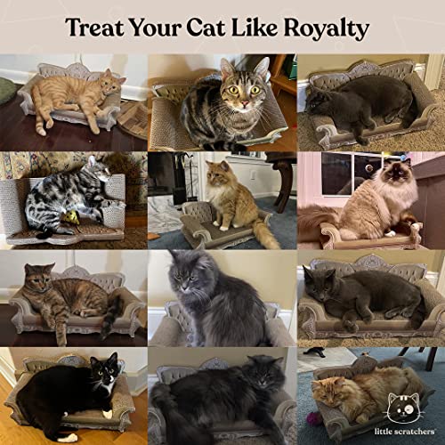 Royal Cat Couch - Thick Cardboard Cat Scratcher Couch, Fancy Cat Bed with Cat Scratch Pad, Cat Scratcher Sofa, Cat Scratchers for Indoor Cats, Cat Scratching Board, Cat Sofa, Cat Lounge