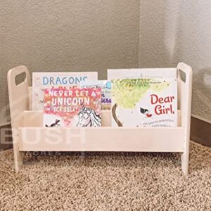 Bush Acres Montessori Kids Portable Bookshelf | Toddler Bookcase - Wooden Furniture Nursery Gift Book Shelf USA