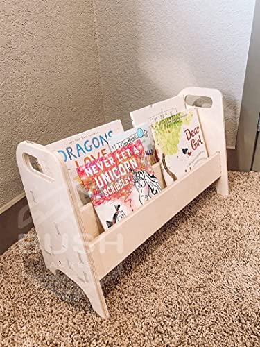 Bush Acres Montessori Kids Portable Bookshelf | Toddler Bookcase - Wooden Furniture Nursery Gift Book Shelf USA