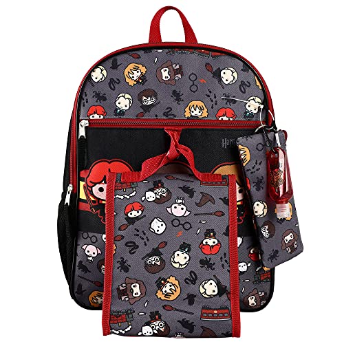 Harry Potter Backpack Chibi Character 5-Piece Kids Backpack Set With Lunch Bag & Other Harry Potter Accessories