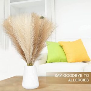 GALLIA Pampas Grass Decor Tall-Faux Pampas Grass Small 17"-6 Stems-Beige and Taupe Brown Pompas Floral, Artificial Pampas Grass Fake Pampas Grass Dried Pompous Grass (6Pcs)