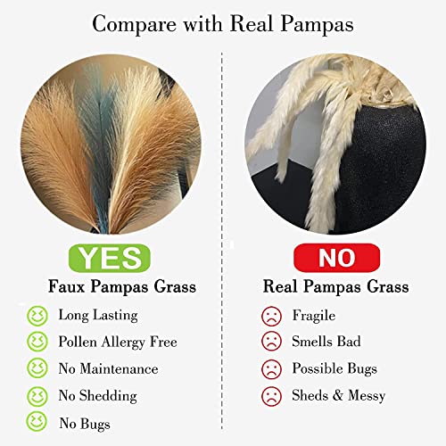 GALLIA Pampas Grass Decor Tall-Faux Pampas Grass Small 17"-6 Stems-Beige and Taupe Brown Pompas Floral, Artificial Pampas Grass Fake Pampas Grass Dried Pompous Grass (6Pcs)