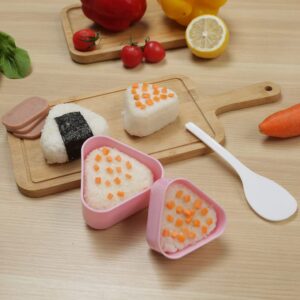 Aesumta Triangle Onigiri Mold,2 Pcs Sushi Mold  ,Onigiri Mold Set with Wrapper Bags & Stickers for Bento Home DIY Sushi Making Kit (pink)