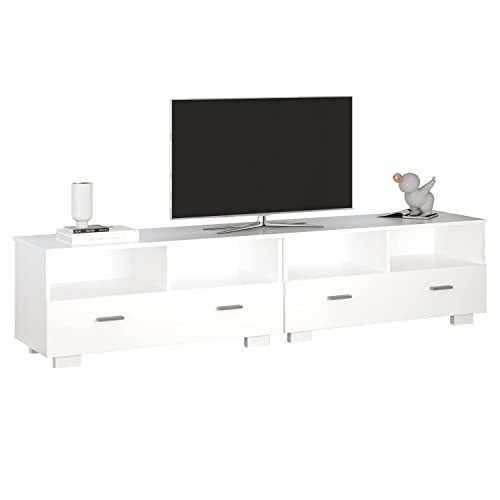 Catrimown Modern LED TV Stand with 20 Color RGB Lights, 71" White Gaming Entertainment Center TV Console with 2-Tier Storage Cabinet for Up to 80 Inch TV, for Living Room Bedroom