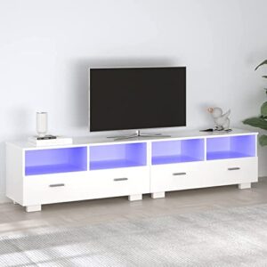 Catrimown Modern LED TV Stand with 20 Color RGB Lights, 71" White Gaming Entertainment Center TV Console with 2-Tier Storage Cabinet for Up to 80 Inch TV, for Living Room Bedroom