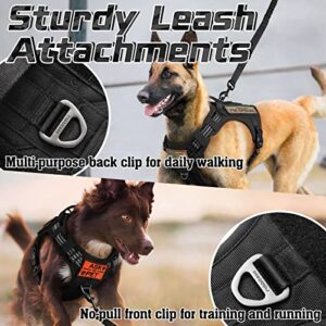 rabbitgoo Dog Harness No Pull, Military Dog Harness for Large Dogs with Handle & Molle, Easy Control Service Dog Vest Harness Training Walking, Adjustable Reflective Tactical Pet Harness, Black, L