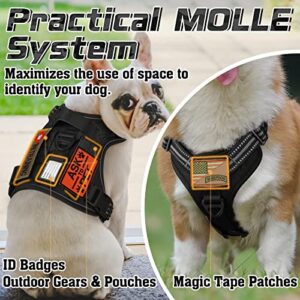 rabbitgoo Dog Harness No Pull, Military Dog Harness for Large Dogs with Handle & Molle, Easy Control Service Dog Vest Harness Training Walking, Adjustable Reflective Tactical Pet Harness, Black, L