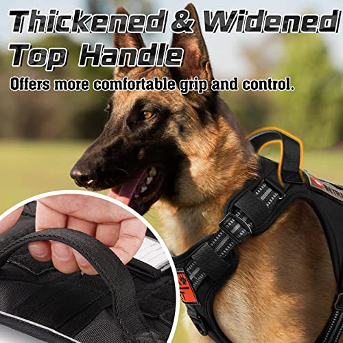 rabbitgoo Dog Harness No Pull, Military Dog Harness for Large Dogs with Handle & Molle, Easy Control Service Dog Vest Harness Training Walking, Adjustable Reflective Tactical Pet Harness, Black, L