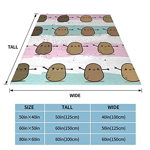 Denruny Cute Potatoes Pattern Printed Throw Blanket, 50"X40" Fleece Blanket for Bed Couch Sofa Traveling