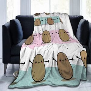 denruny cute potatoes pattern printed throw blanket, 50"x40" fleece blanket for bed couch sofa traveling