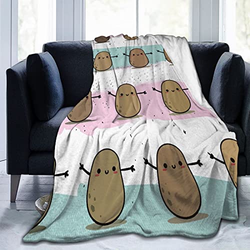 Denruny Cute Potatoes Pattern Printed Throw Blanket, 50"X40" Fleece Blanket for Bed Couch Sofa Traveling