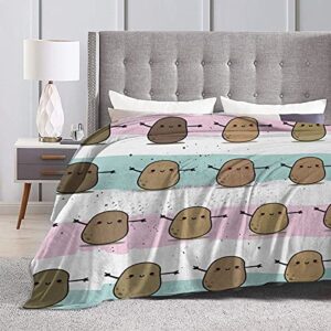 Denruny Cute Potatoes Pattern Printed Throw Blanket, 50"X40" Fleece Blanket for Bed Couch Sofa Traveling