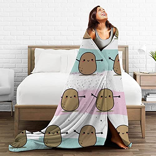 Denruny Cute Potatoes Pattern Printed Throw Blanket, 50"X40" Fleece Blanket for Bed Couch Sofa Traveling