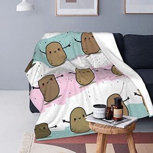 Denruny Cute Potatoes Pattern Printed Throw Blanket, 50"X40" Fleece Blanket for Bed Couch Sofa Traveling