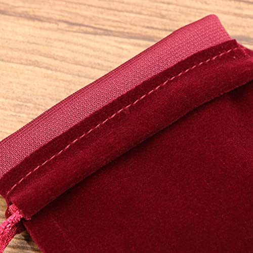 Mini Skater 25pcs Velvet Jewelry Pouches 3.94" x 3.54" Display Packaging Bags Gift Bags with Drawstrings Cloth Storage bags for Wedding Favors Christmas Favors Candy Bags (Red Wine)