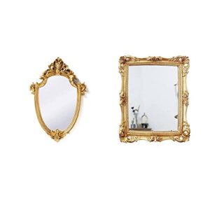 funerom vintage 11.6x 9 inch decorative wall mirror gold shield shape 11 x 9.5 inch mirror square antique gold
