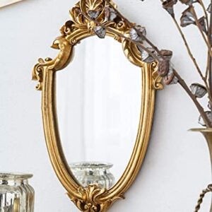 Funerom Vintage 11.6X 9 inch Decorative Wall Mirror Gold Shield Shape 11 x 9.5 inch Mirror Square Antique Gold